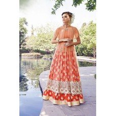 16004 ORANGE ZOYA CRYSTAL WEDDING WEAR LEHENGA